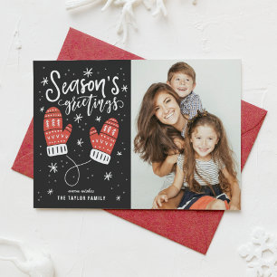 Cartes Pour Fêtes Annuelles Red Winter Mittens Bonnes Fêtes Photo