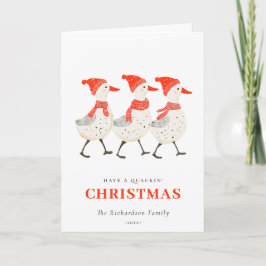 Cartes Pour Fêtes Annuelles Red Winter Quacking Christmas Canards Business Log