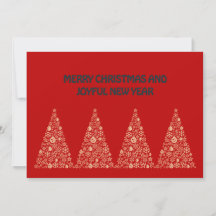 Red wish card New Year with tree Christmas 