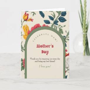 Cartes Pour Fêtes Annuelles Redoute Rose Retro Patterned Arch Fête des Mères