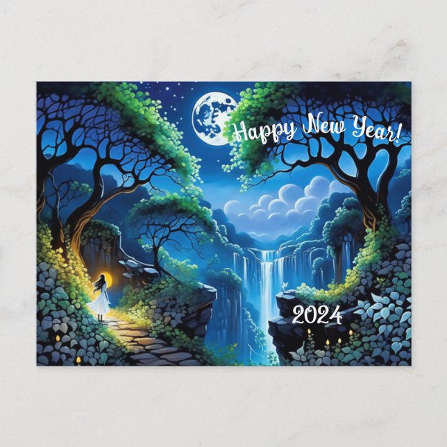 Cartes Pour Fêtes Annuelles Réflexions sur la Lune de l'espoir Nouveaux débuts (Devant)