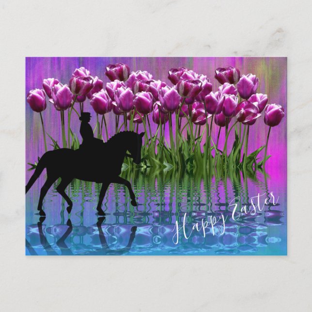 Cartes Pour Fêtes Annuelles Réflexions ~ Tulipes pourpres, Cheval de ressage P (Devant)