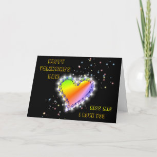 Cartes Pour Fêtes Annuelles Regenbogen-Herz mit Sternchen auf schwarz