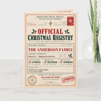 Cartes Pour Fêtes Annuelles Registre vintage de Noël du Pôle Nord