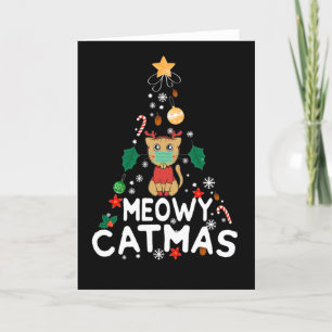 Cartes Pour Fêtes Annuelles Reindeer Chat Meowy Catmas Quarantaine Noël