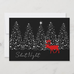 Cartes Pour Fêtes Annuelles Reindeer de nuit et arbres photo noir