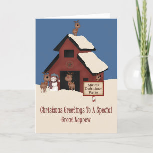 Cartes Pour Fêtes Annuelles Reindeer Farm Great Nephew Noël
