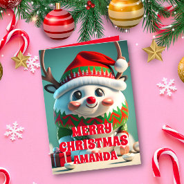 Cartes Pour Fêtes Annuelles Reindeer Noël Personnalisé Enfants Photo