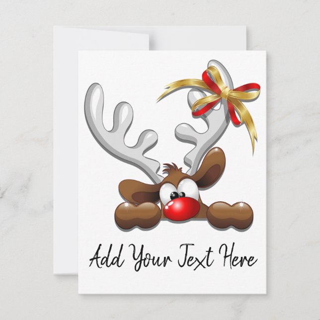 Cartes Pour Fêtes Annuelles Reindeer Puzzled drôle Caractère de Noël (Devant)
