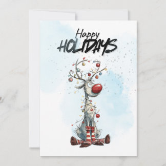 Cartes Pour Fêtes Annuelles Reindeer with christmas lights