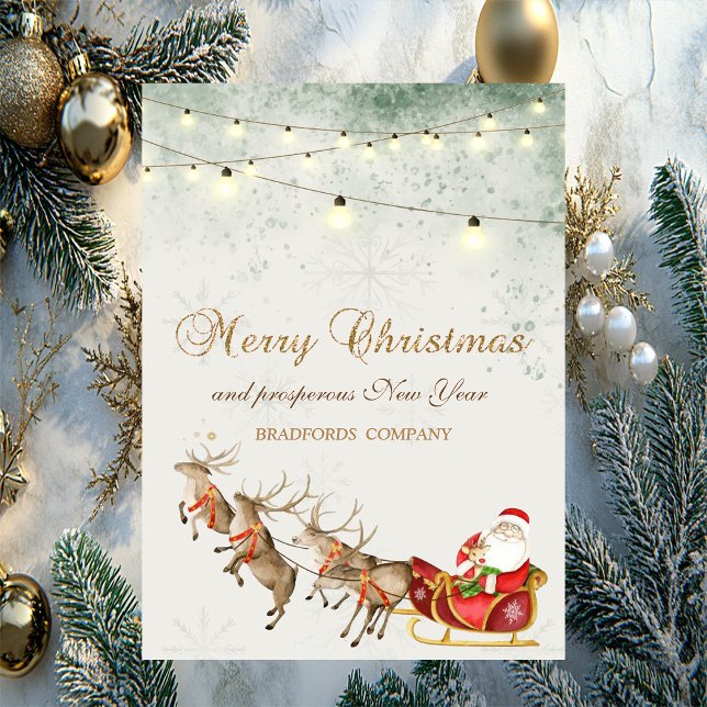 Cartes Pour Fêtes Annuelles Reindees, Père Noël, Sommeil, Lumières, Snowflakes (Créateur téléchargé)