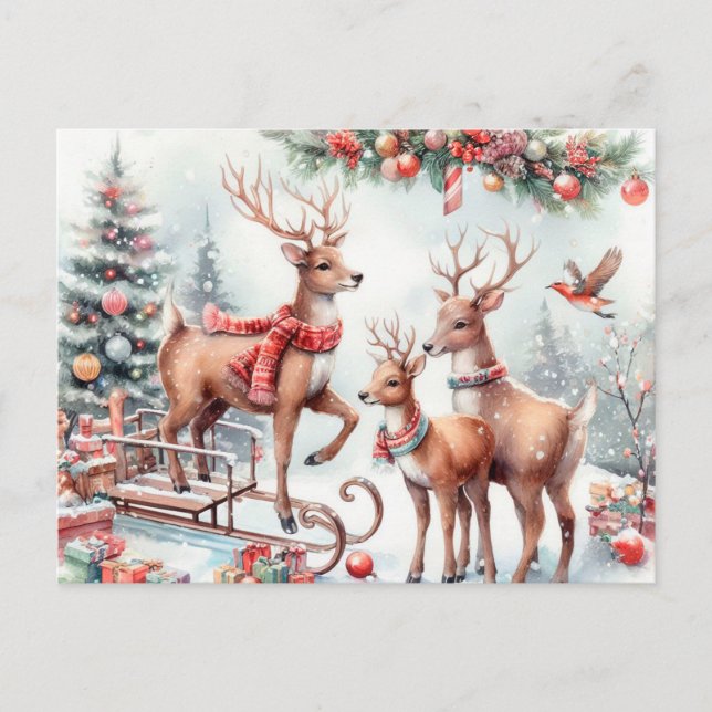 Cartes Pour Fêtes Annuelles Reinder de Noël (Devant)