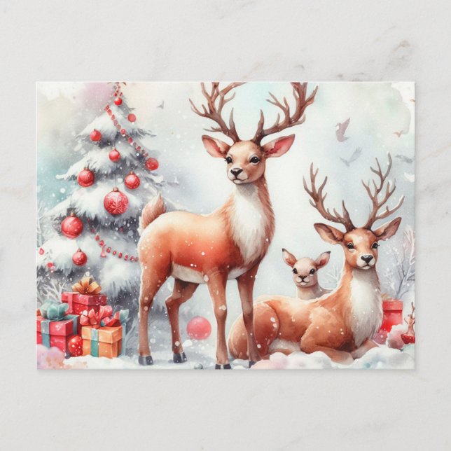 Cartes Pour Fêtes Annuelles Reinder de Noël (Devant)