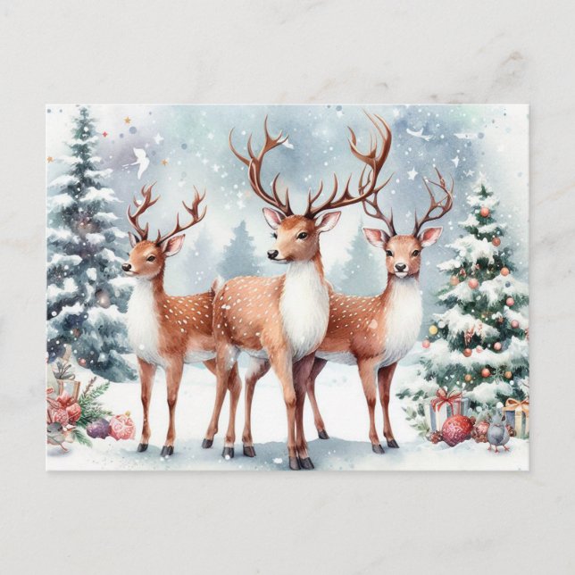 Cartes Pour Fêtes Annuelles Reinder de Noël (Devant)