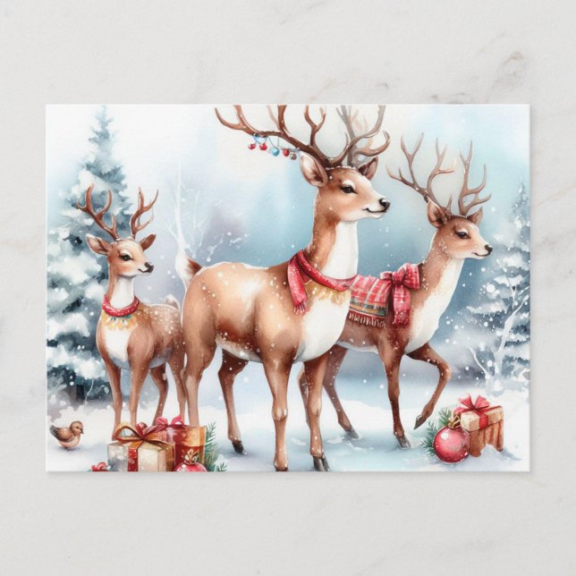 Cartes Pour Fêtes Annuelles Reinder de Noël (Devant)
