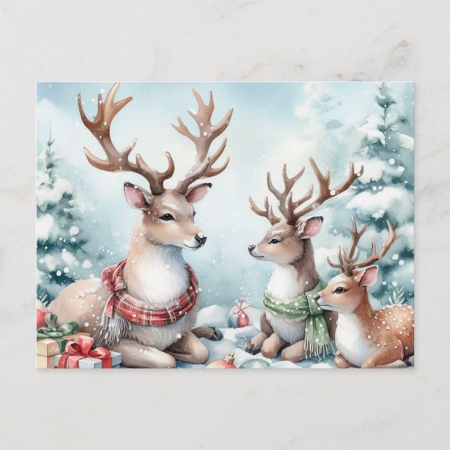 Cartes Pour Fêtes Annuelles Reinder de Noël (Devant)