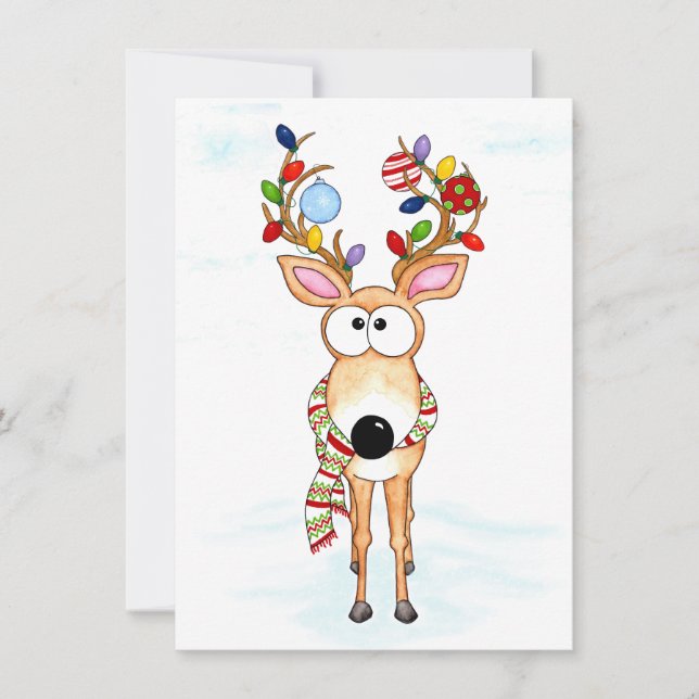 Cartes Pour Fêtes Annuelles Reinder de Noël (Devant)