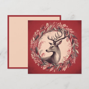 Cartes Pour Fêtes Annuelles Reinder de Noël avec couronne de Noël