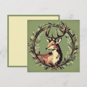 Cartes Pour Fêtes Annuelles Reinder de Noël avec couronne de Noël