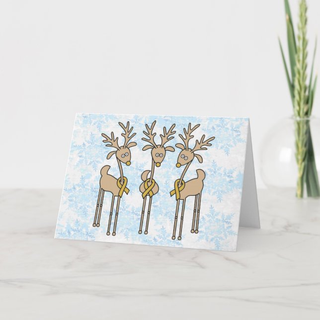 Cartes Pour Fêtes Annuelles Reinder de ruban d'or (Devant)