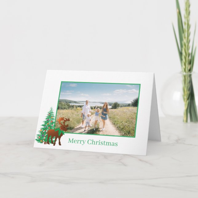 Cartes Pour Fêtes Annuelles Reinder et sapin de Noël Photo (Devant)