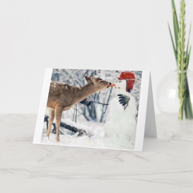 Cartes Pour Fêtes Annuelles Reinder Manger Snowman (Devant)