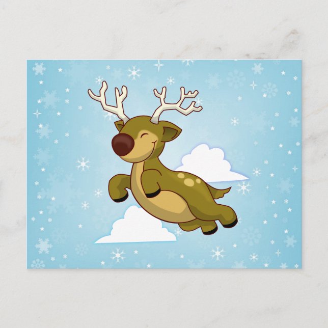 Cartes Pour Fêtes Annuelles Reinder volant Noël (Devant)