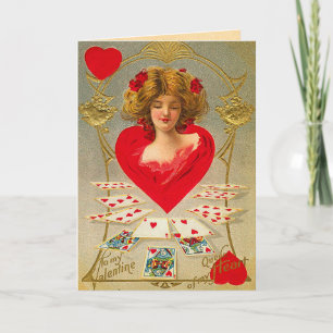 Cartes Pour Fêtes Annuelles Reine vintage des Coeurs