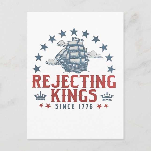 Cartes Pour Fêtes Annuelles Rejeter les rois depuis 1776 4 juillet (Devant)