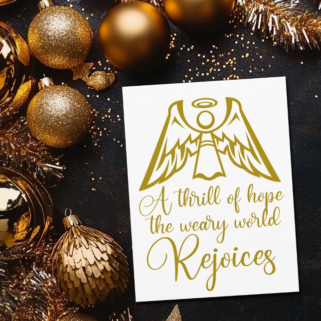 Cartes Pour Fêtes Annuelles Rejoice Angel Elegant Or Noël religieux (Créateur téléchargé)