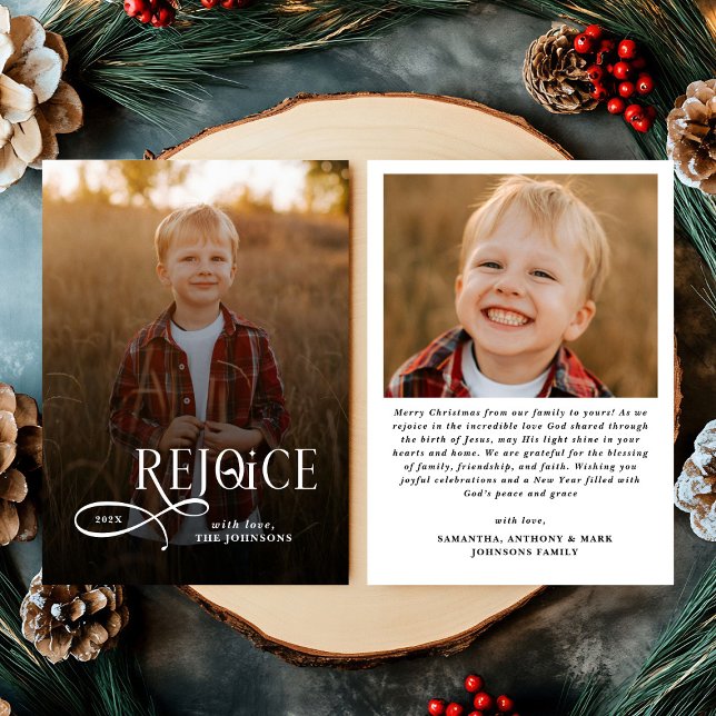 Cartes Pour Fêtes Annuelles Rejoice Christian Religious Merry Christmas Photo  (Créateur téléchargé)