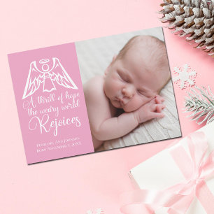 Cartes Pour Fêtes Annuelles Rejoice Elegant Baby Girl Photo Pink Noël