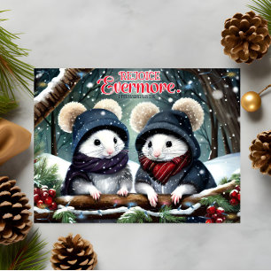 Cartes Pour Fêtes Annuelles Rejoice KJV Bible mignonne Christmas Mice Christia
