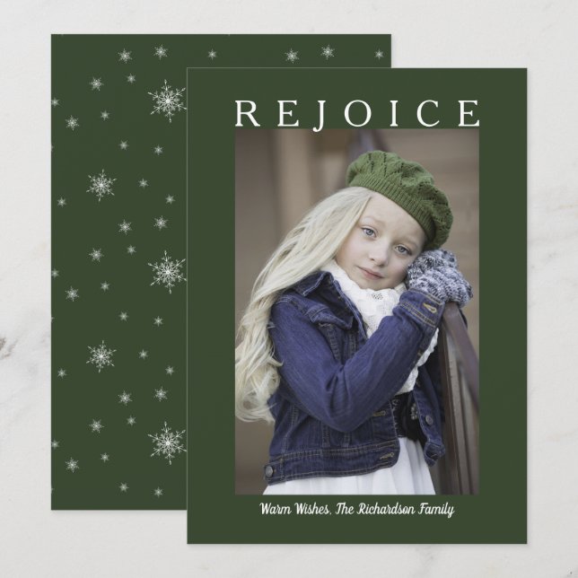 Cartes Pour Fêtes Annuelles Rejoignez la forêt Green Christmas Photo personnal (Devant / Derrière)
