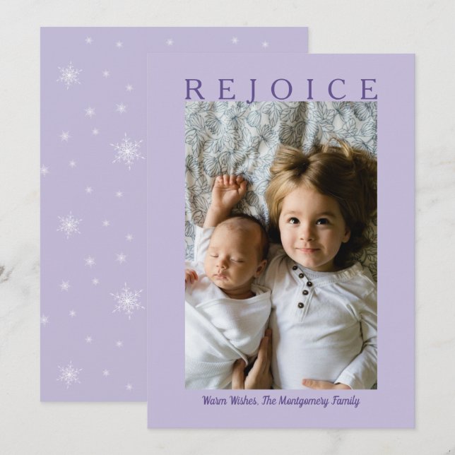 Cartes Pour Fêtes Annuelles Rejoignez la Lavande violette Noël Photo personnal (Devant / Derrière)