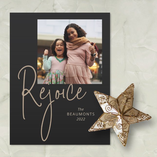 Cartes Pour Fêtes Annuelles Rejoignez Simple Photo Black Holiday (Créateur téléchargé)