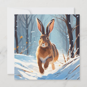 Cartes Pour Fêtes Annuelles Réjouissances enneigées : La course du lièvre