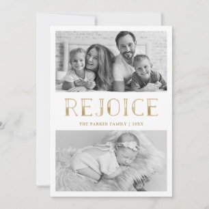 Cartes Pour Fêtes Annuelles Réjouissez-vous en or Noël multi-photo
