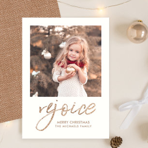 Cartes Pour Fêtes Annuelles Réjouissez-vous et soyez heureux Crème photo rusti