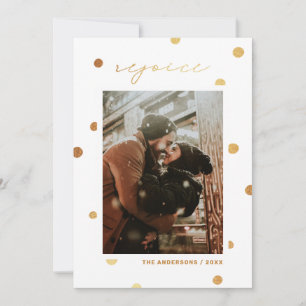 Cartes Pour Fêtes Annuelles Réjouissez-vous. Noël religieux pois d'or