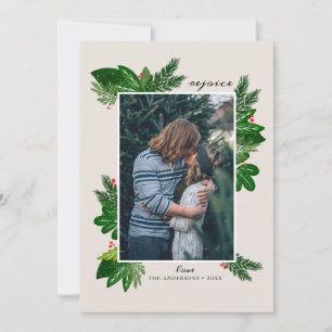 Cartes Pour Fêtes Annuelles Réjouissez-vous. Pin floral d'hiver / Noël religie