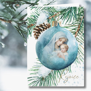 Cartes Pour Fêtes Annuelles Religieuse Mère Marie Jésus Aquarelle Noël