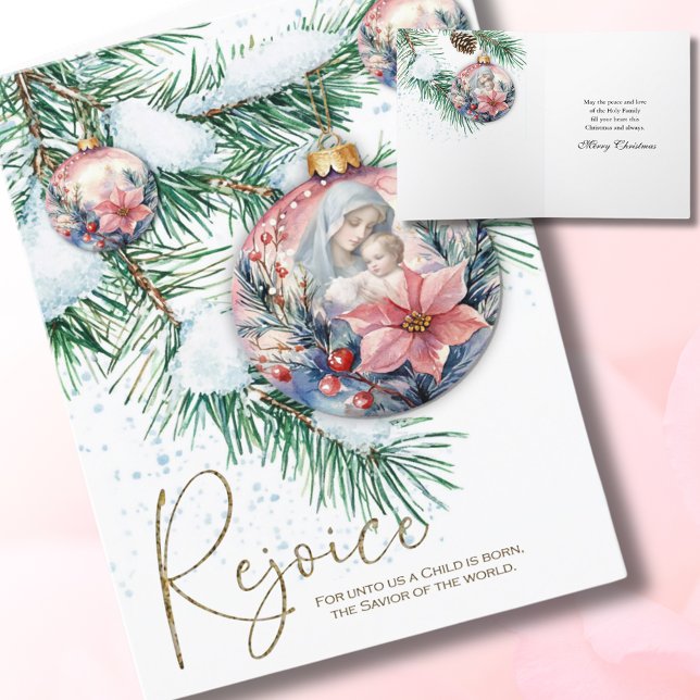 Cartes Pour Fêtes Annuelles Religieuse Mère Marie Jésus Aquarelle Noël  (Créateur téléchargé)