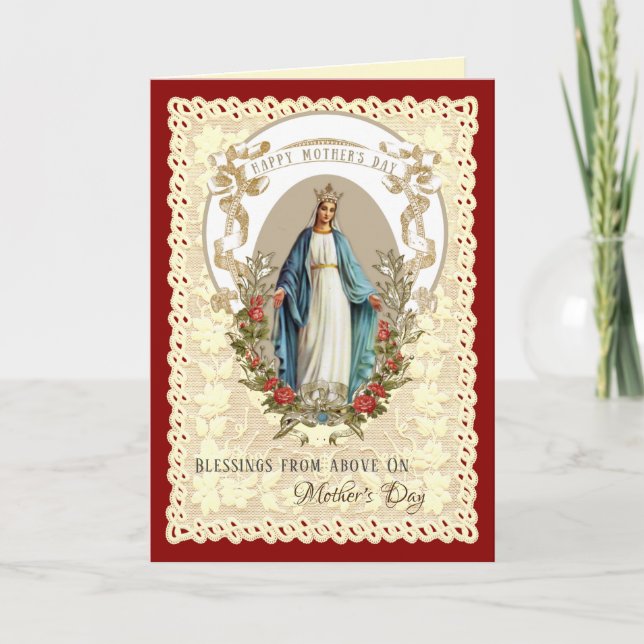 Cartes Pour Fêtes Annuelles Religieuse Vierge Marie Fête des mères catholiques (Devant)