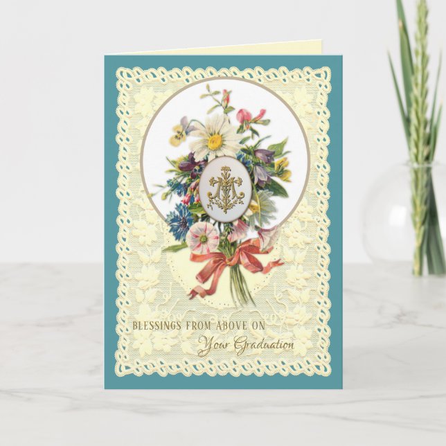 Cartes Pour Fêtes Annuelles Religieuse Vierge Marie Rose Diplôme catholique (Devant)