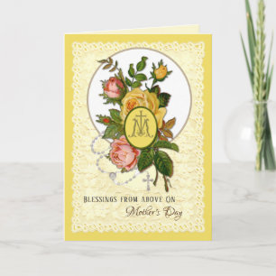 Cartes Pour Fêtes Annuelles Religieuse Vierge Marie Rose Fête des mères cathol