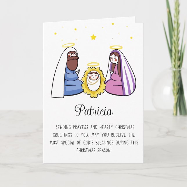 Cartes Pour Fêtes Annuelles Religieux avec nom Joyeux Noël (Devant)