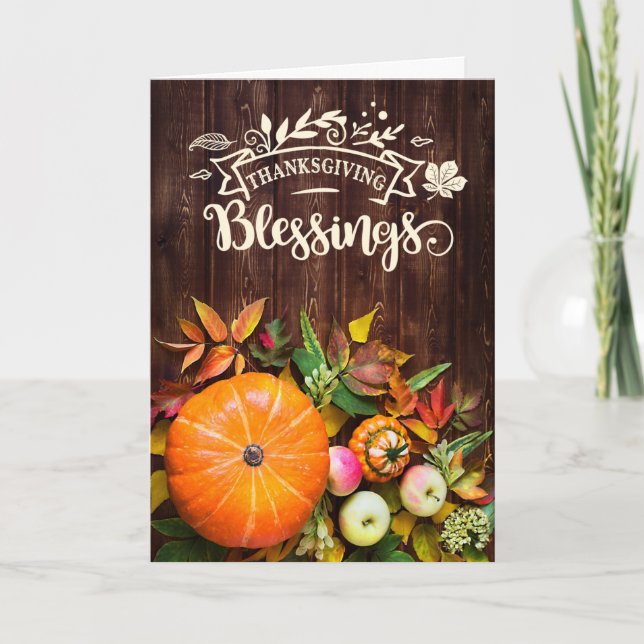 Cartes Pour Fêtes Annuelles Religieux Bénédiction de grâces récoltent des citr (Devant)