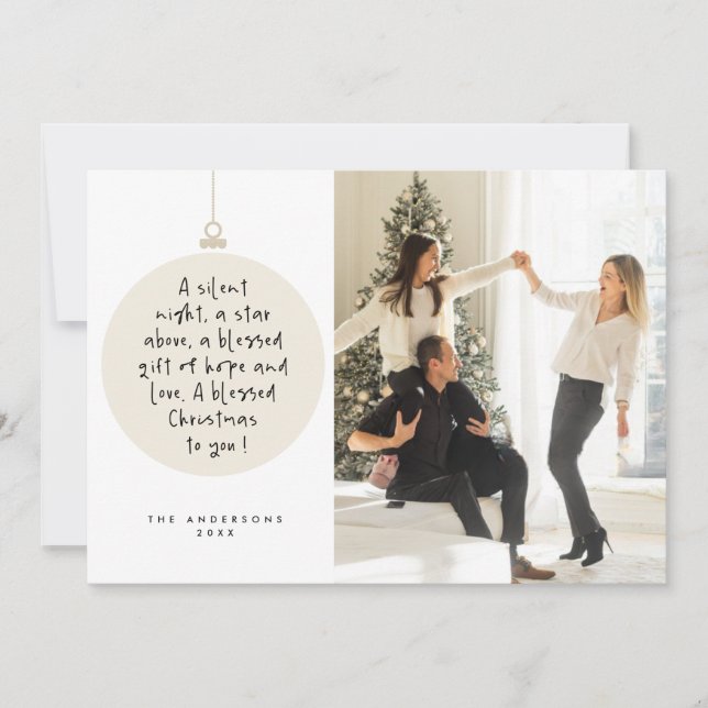 Cartes Pour Fêtes Annuelles Religieux, Joyeux Noël, Photo de la famille chréti (Devant)