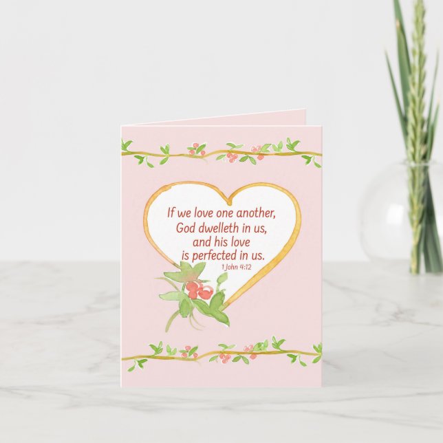 Cartes Pour Fêtes Annuelles Religieux Saint-Valentin Bible Verse Jean 4 12 (Devant)